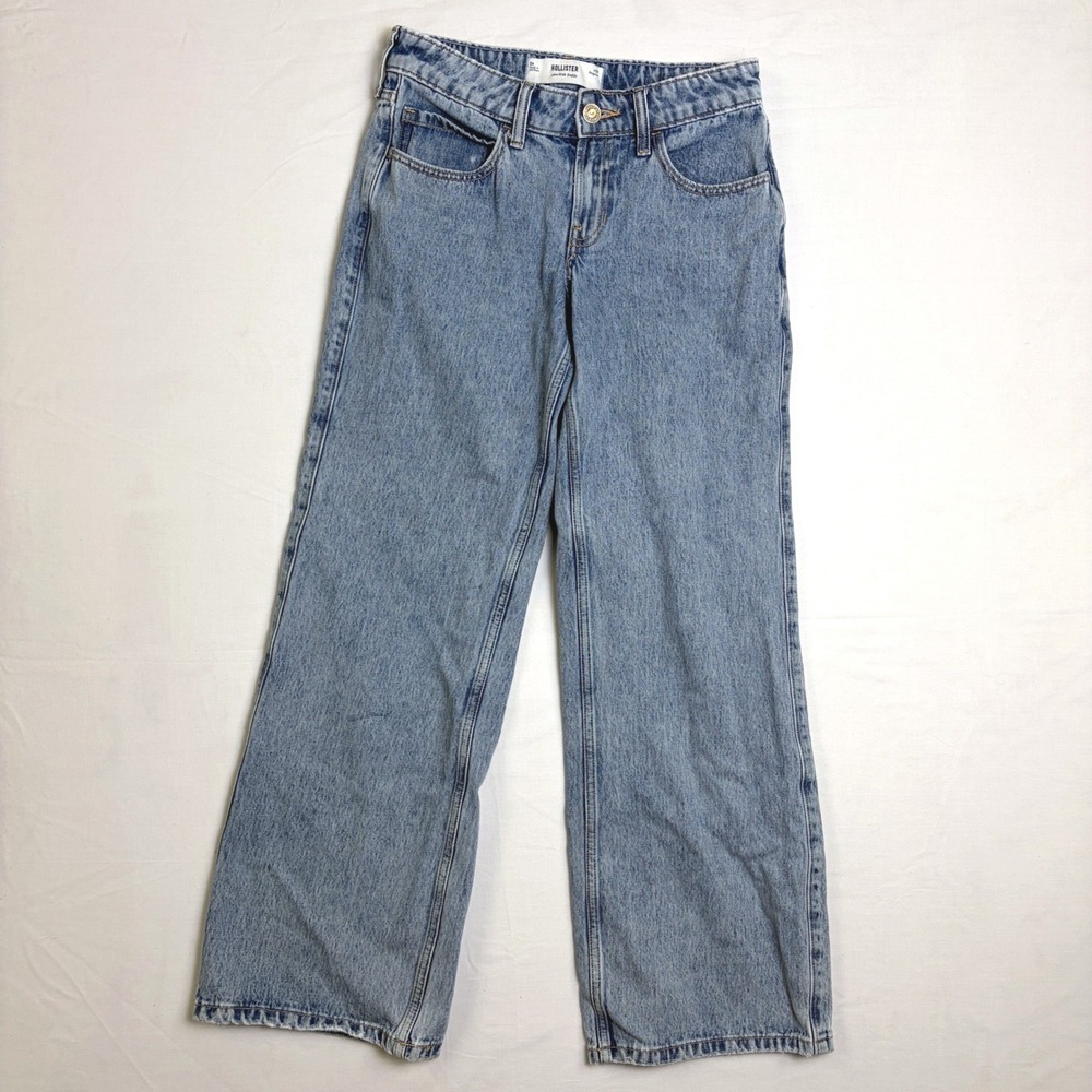 Hollister Low-Rise Baggy Jeans Light Wash Denim Wide Leg Womens 0 w25 Y2K Skater